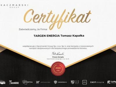 Certyfikat Targen Energia Tomasz Kapałka